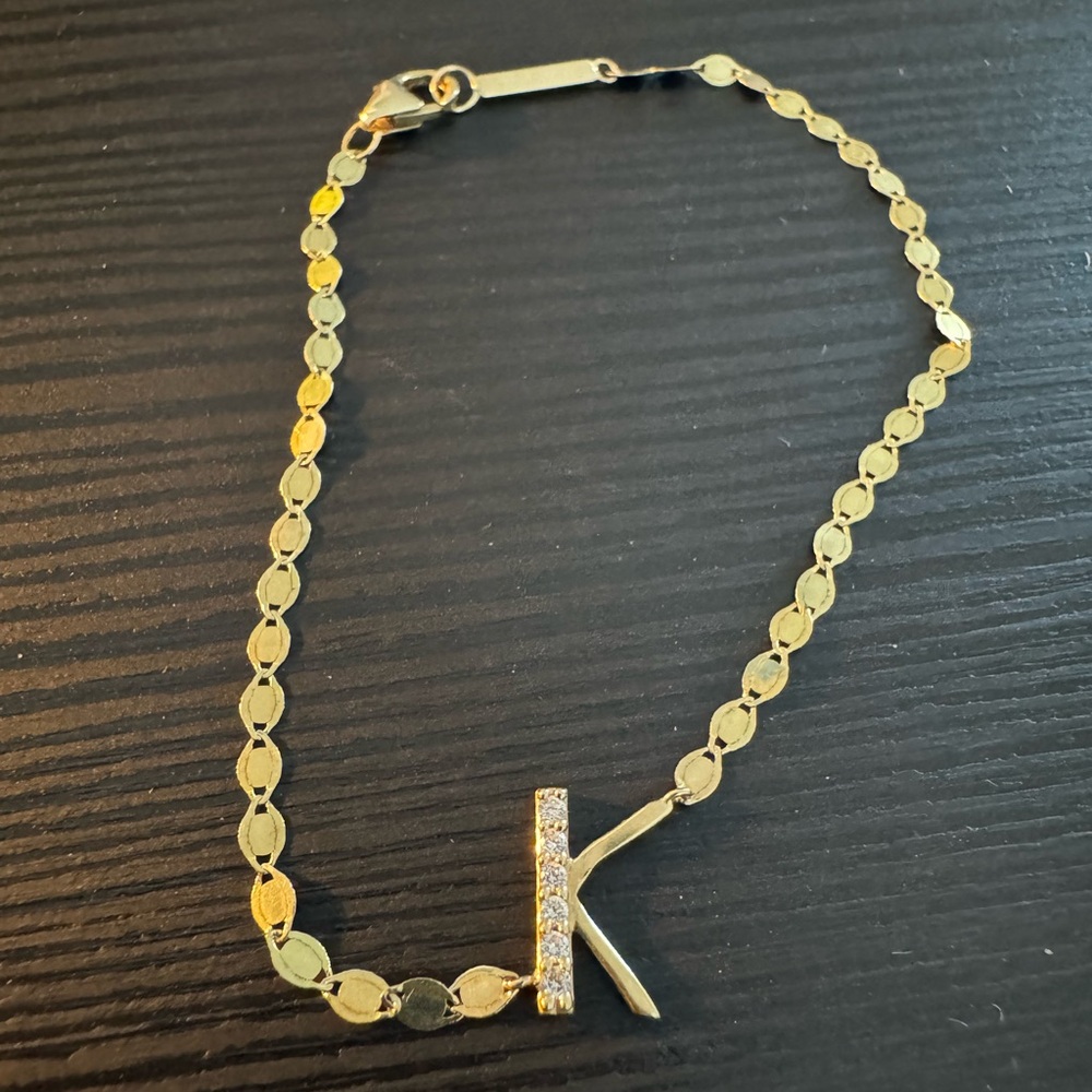 Lana Jewelry 14k Gold Initial “K” Bracelet
